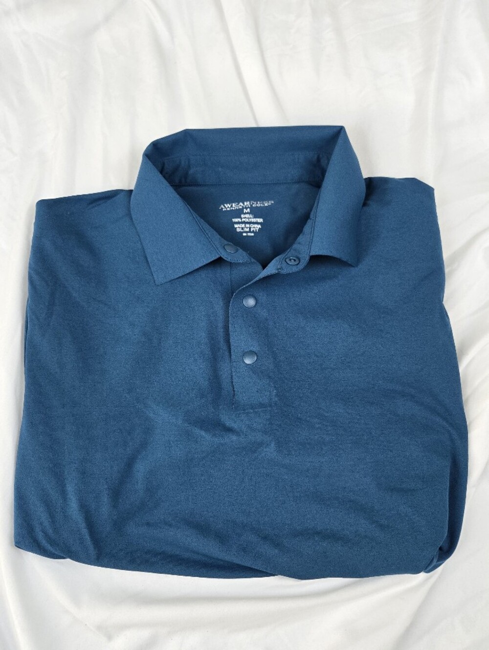 Awearness Kenneth Cole Men's Blue Performance Polo Shirt Short Sleeve Medium